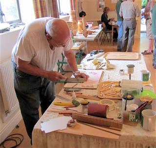 Alan making his miniature furniture